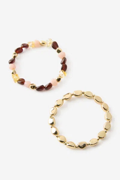 Cotton On Multipack Bracelet In Up Gold Irregular Bead Amber
