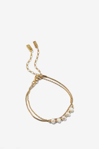 Cotton On Multipack Bracelet In Up Gold Micro Pearl