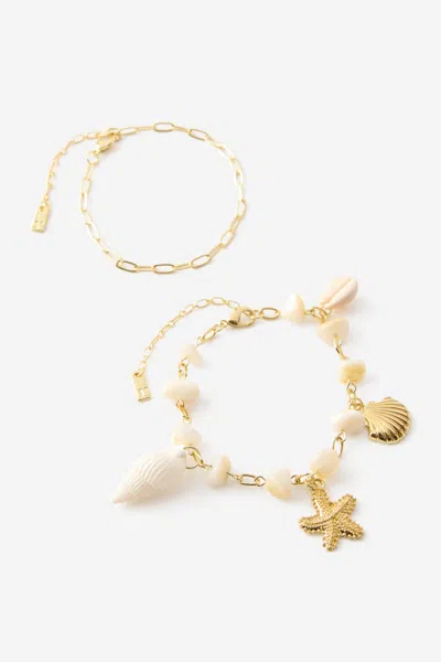 Cotton On Multipack Bracelet In Up Gold Multi Shell Starfish