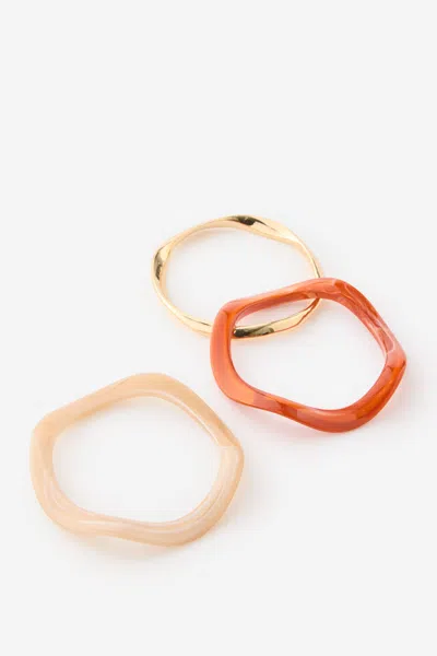 Cotton On Multipack Bracelet In Up Gold Wavy Rust Beige Bangle