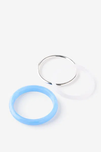 Cotton On Multipack Bracelet In Up Silver Blue White Bangle