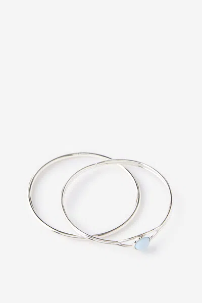 Cotton On Multipack Bracelet In Up Silver Round Bar Blue