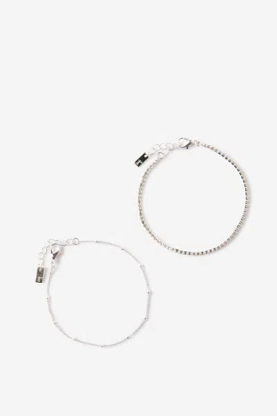 Cotton On Multipack Bracelet In Up Silver Tennis Satellite