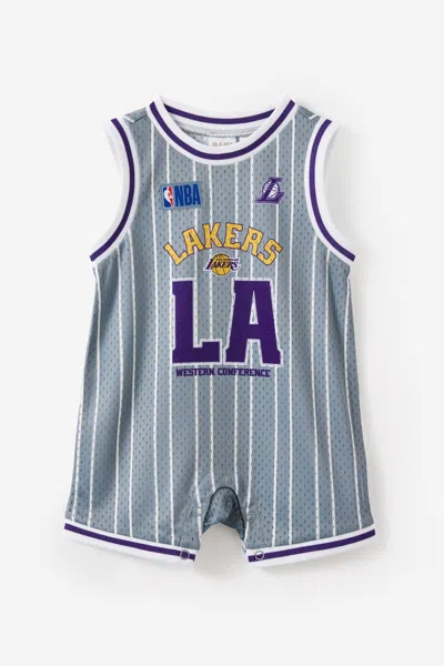 Cotton On Kids' Nba La Lakers Sleeveless Snap Playsuit In Blue