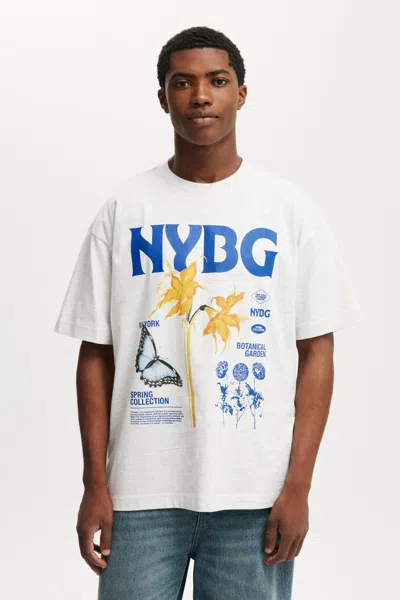 Cotton On New York Botanical Garden Box Fit T-shirt In Lcn Nybg White Marle/nybg - Butterfly