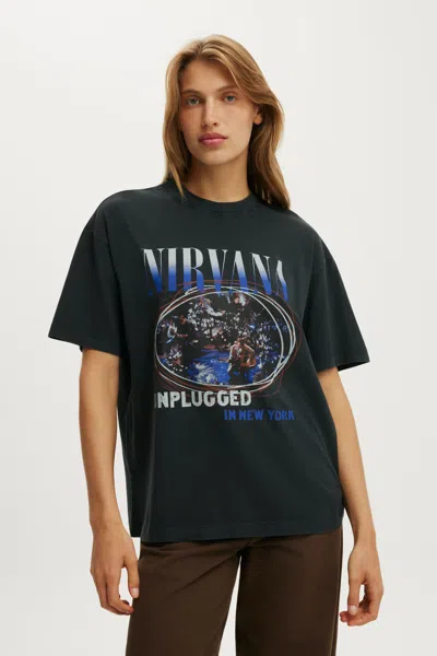 Cotton On Nirvana Music Boxy Graphic Tee In Black