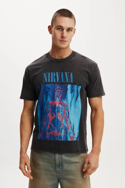 Cotton On Nirvana Music Loose Fit T-shirt In Lcn Mt Washed Black - Nirvana - Sliver