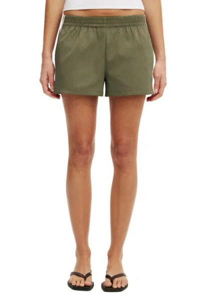 Cotton On Nyla Woven Sport Short In Khaki Babydoll Pink Stripe