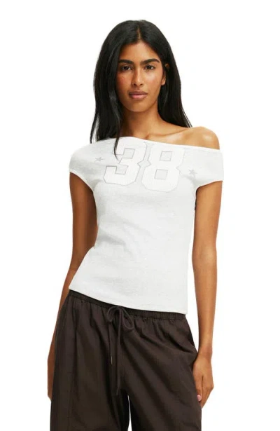 Cotton On Off Shoulder Graphic Tee In White