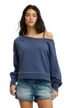Cotton On Off Shoulder Sweatshirt In Blue