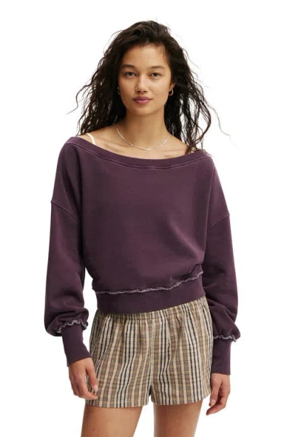 Cotton On Off Shoulder Sweatshirt In Purple