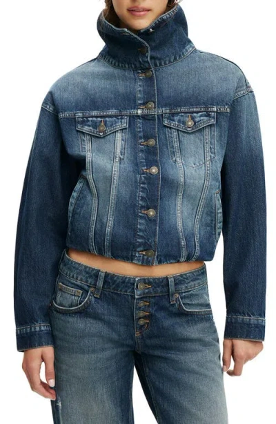Cotton On Oli Denim Jacket In Grazed Blue