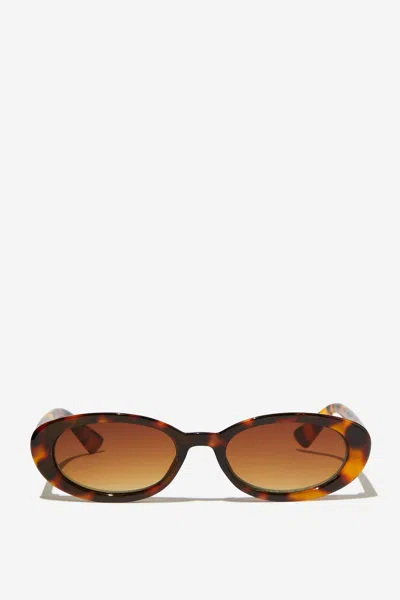 Cotton On Ophelia Oval Sunglasses In Deep Tort