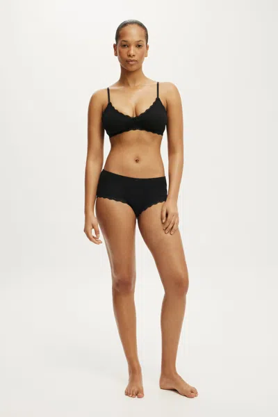 Cotton On Organic Cotton Lace Boyshort Brief In Black