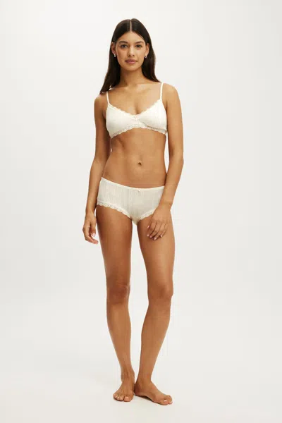 Cotton On Organic Cotton Lace Boyshort Brief In Butterscotch Marle