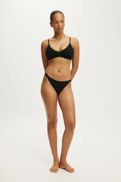 Cotton On Organic Cotton Lace Thong Brief In Black