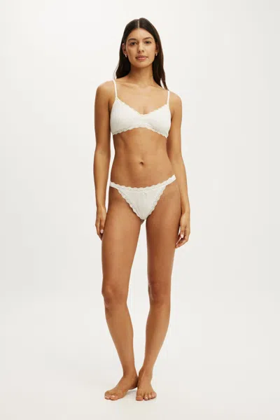 Cotton On Organic Cotton Lace Thong Brief In Butterscotch Marle