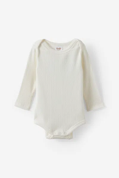 Cotton On Kids' Organic Pointelle Long Sleeve Bubbysuit In White