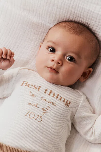 Cotton On Kids' Organic Pointelle Long Sleeve Bubbysuit In Neutral