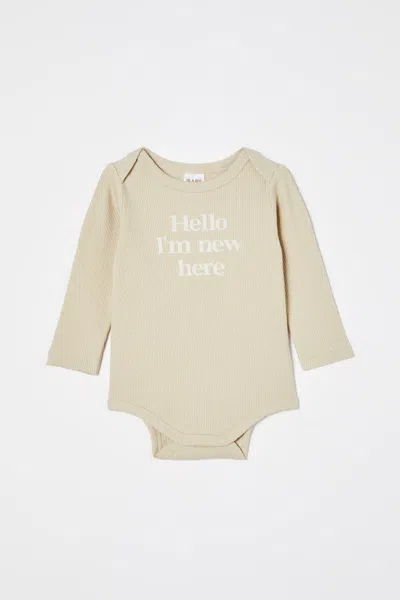 Cotton On Kids' Organic Pointelle Long Sleeve Bubbysuit In Brown