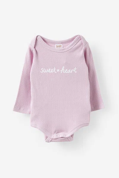 Cotton On Kids' Organic Pointelle Long Sleeve Bubbysuit In Burgundy