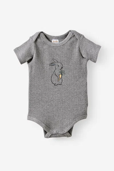 Cotton On Kids' Organic Pointelle Short Sleeve Bubbysuit In Gray
