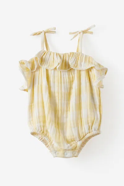 Cotton On Kids' Organic Woven Sleeveless Ruffle Playsuit In Yellow