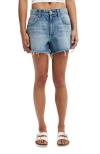 Cotton On Original Cut Off Denim Short In Saltwater Blue Worn