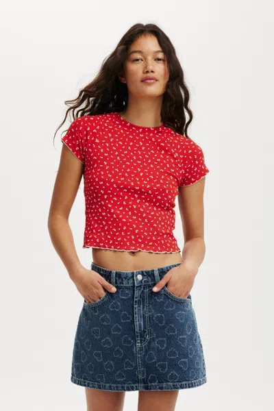 Cotton On Original Denim Mini Skirt In Atlantic Blue/heart