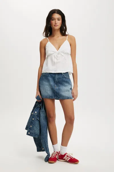 Cotton On Original Denim Mini Skirt In Rail Blue Texture