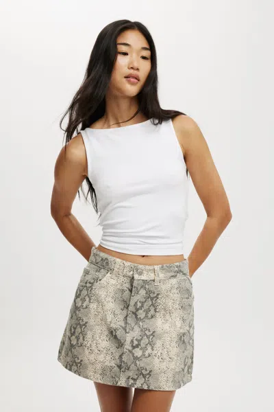 Cotton On Original Denim Mini Skirt In Snake