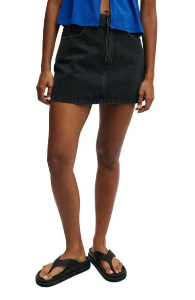 Cotton On Original Denim Mini Skirt In Vintage Black Worn
