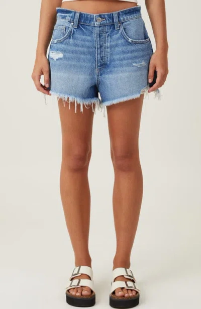 Cotton On Original Cut Off Denim Short In Blue Haze Rip
