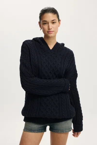 Cotton On Oversized Cable Hoody In Black