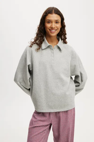 Cotton On Oversized Collared Lounge Fleece Sweater In Gray