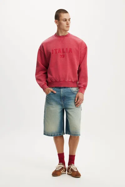 Cotton On Oversized Graphic Crew Sweater In Red