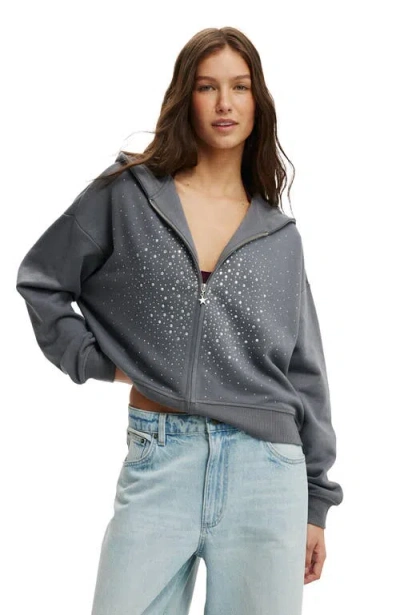Cotton On Oversized Zip Through Hoodie In Gray