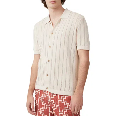 Cotton On Pablo Open Knit Button-up Camp Shirt In Neutral