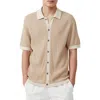 Cotton On Pablo Open Stitch Short Sleeve Button-up Shirt In Brown