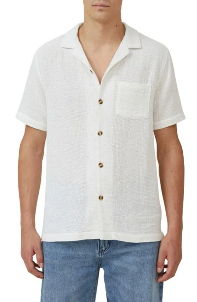 Cotton On Palma Cotton Blend Camp Shirt In White