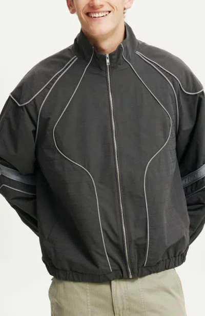 Cotton On Panelled Racer Jacket In Black,gray