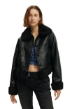 Cotton On Peggy Faux Fur Trim Jacket In Black