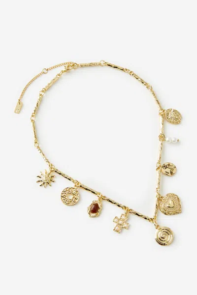 Cotton On Pendant Necklace In Up Boho Sun Multi Charm Gold