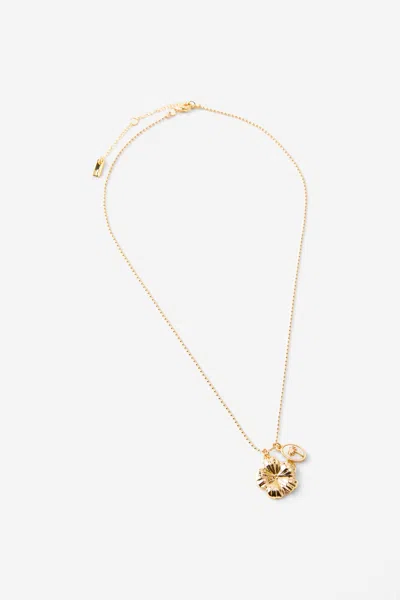 Cotton On Pendant Necklace In Up Gold Hibiscus Palm Tree