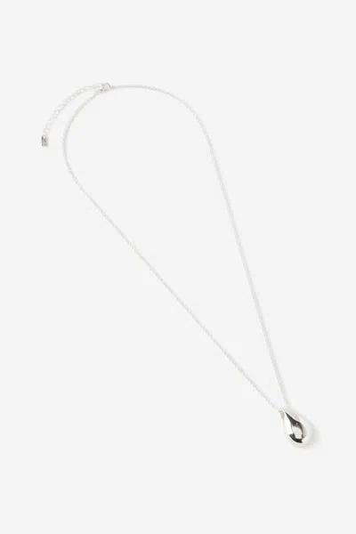 Cotton On Pendant Necklace In Up Silver Long Pebble