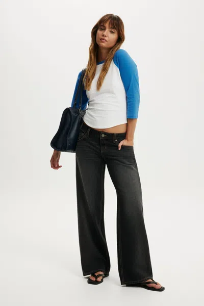 Cotton On Petite Low Rise Straight Jean In Drift Black