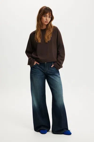 Cotton On Petite Low Rise Wide Jean In Brown
