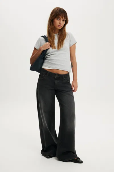Cotton On Petite Low Rise Wide Jean In Pulse Black