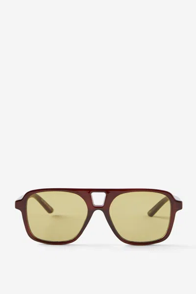 Cotton On Peyton Aviator Sunglasses In Brown/green