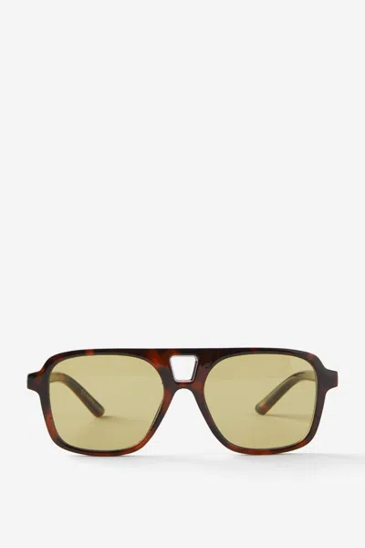 Cotton On Peyton Aviator Sunglasses In Tort/green